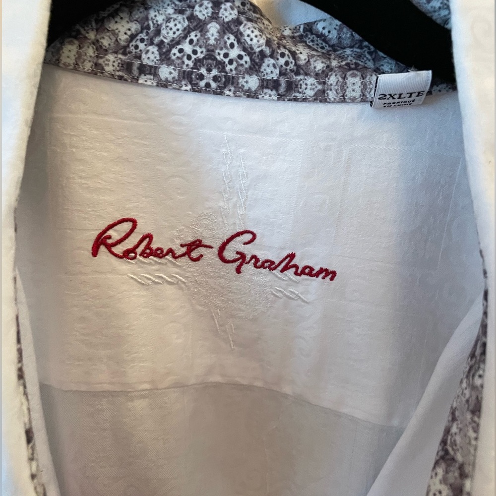 White Rober Graham dress shirt with print pattern